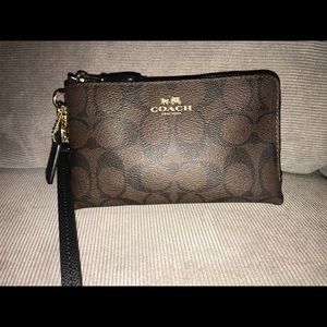 Coach wristlet, two toned brown